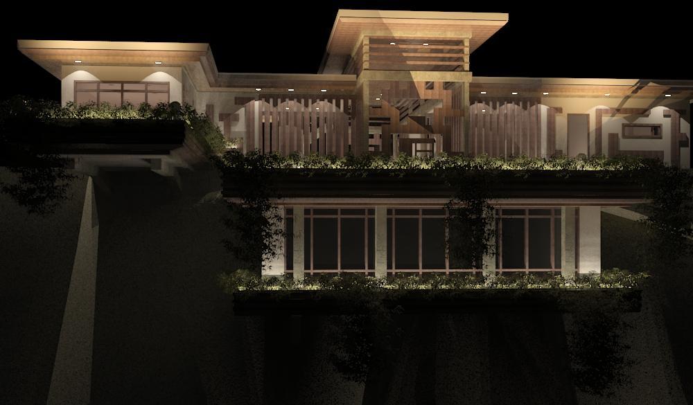 ridge house cliff side facade