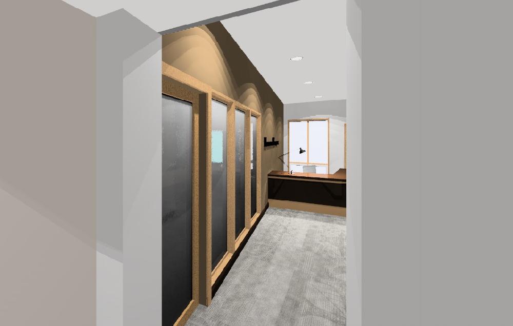Hallway view- Conference Room Windows & Front Desk