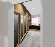 Hallway view- Conference Room Windows & Front Desk