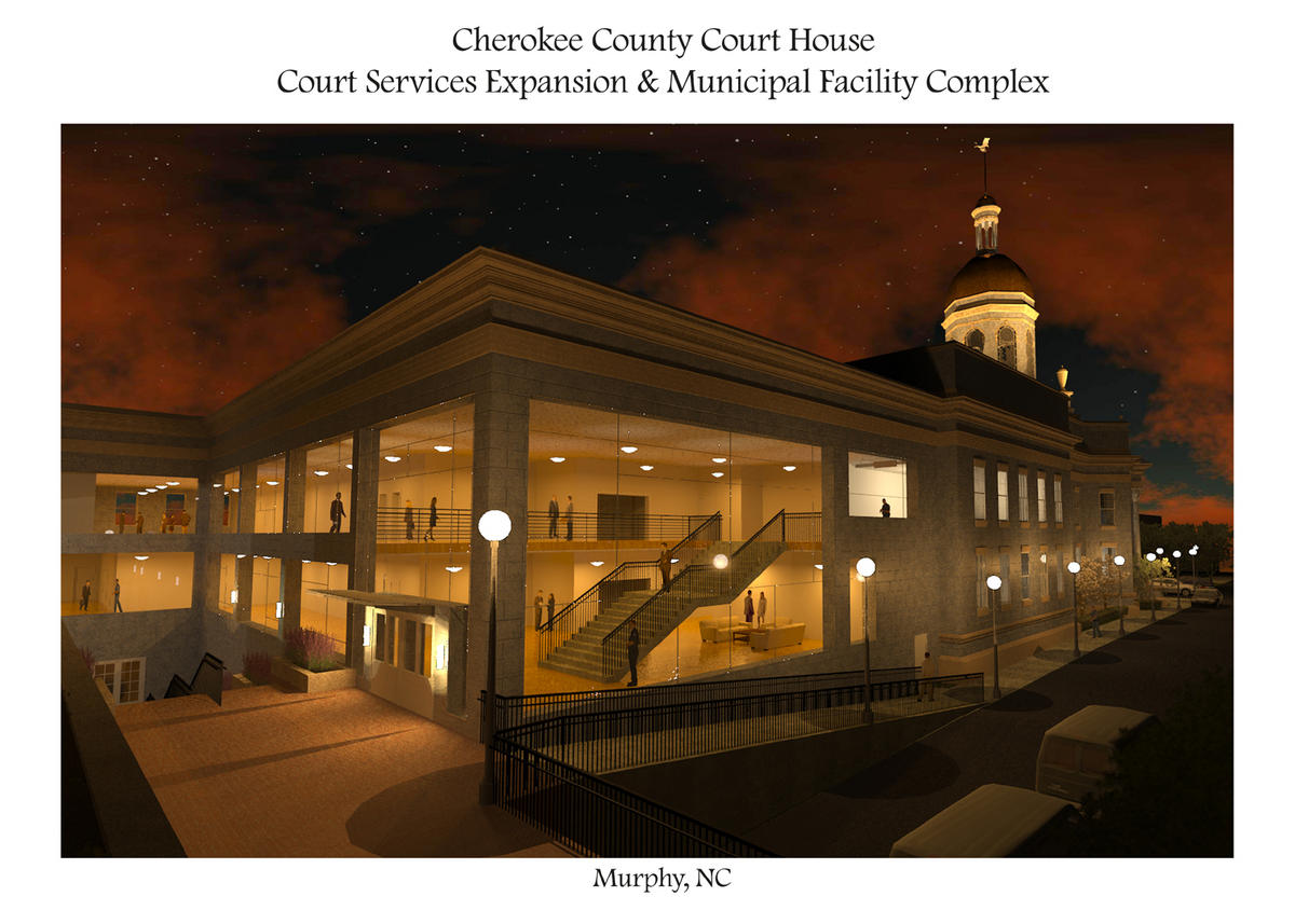 Cherokee County Court House Night Render