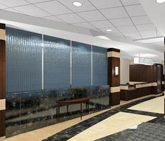 Hospital lobby water wall feature