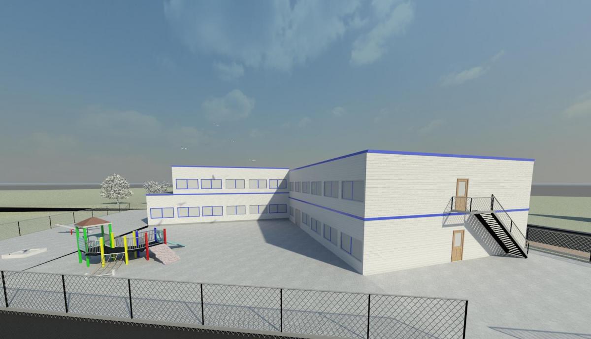 Left view temporary school Hulsberg