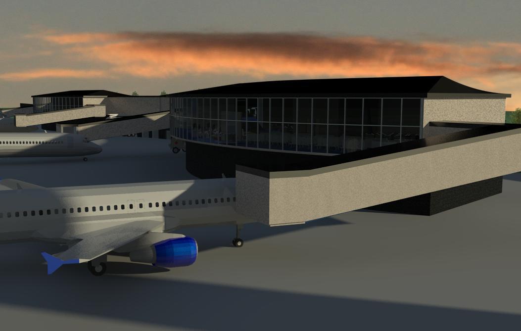 Airport at sunset