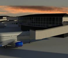 Airport at sunset