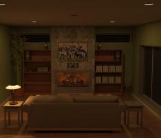 Family Room Night Rendering