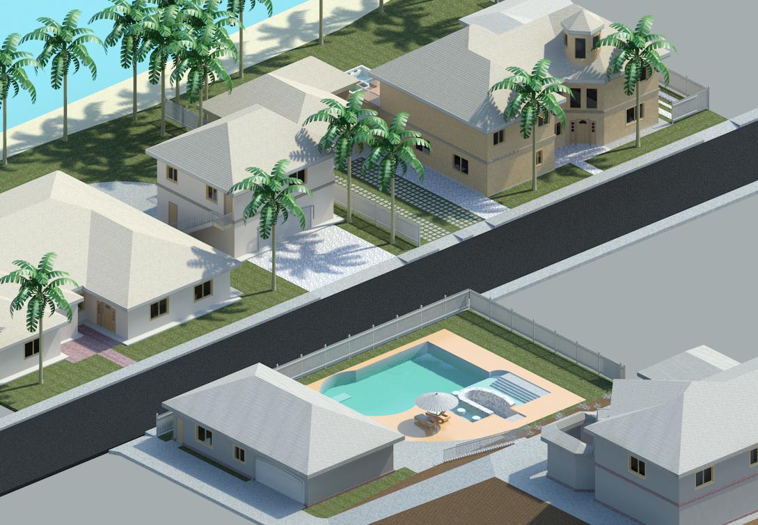 3 houses