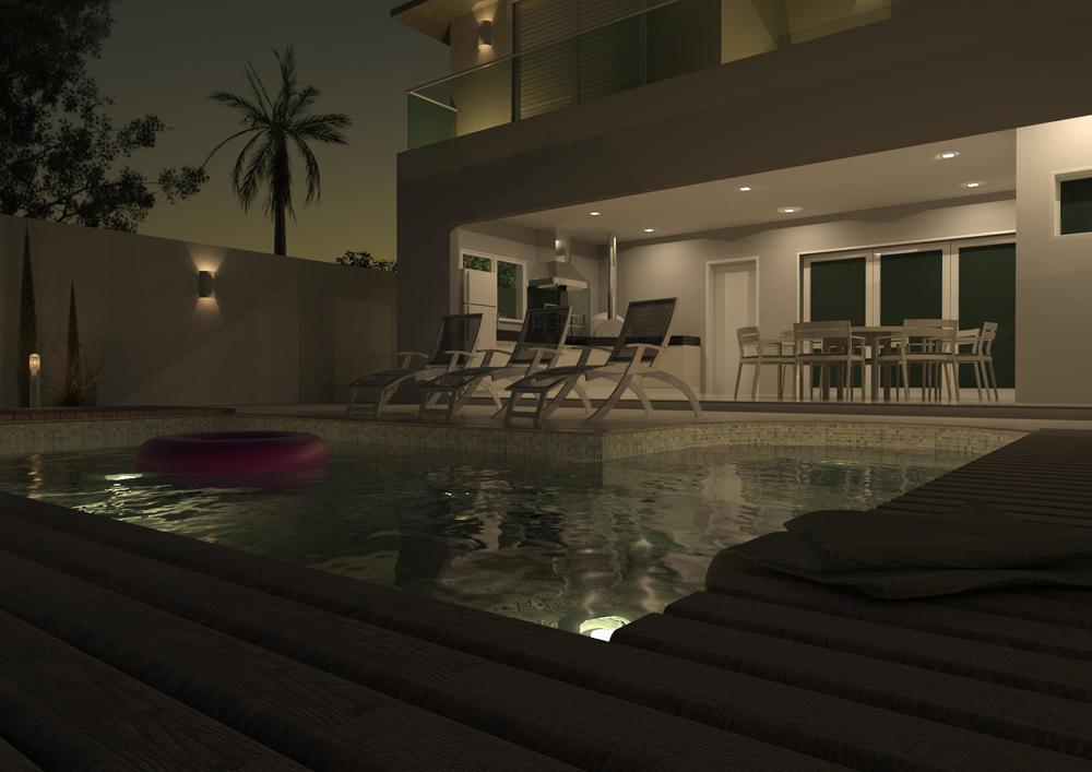 Espaço Gourmet + Piscina (Noite)
