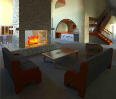 Living Room of wood house