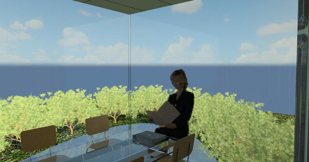 The glass table room