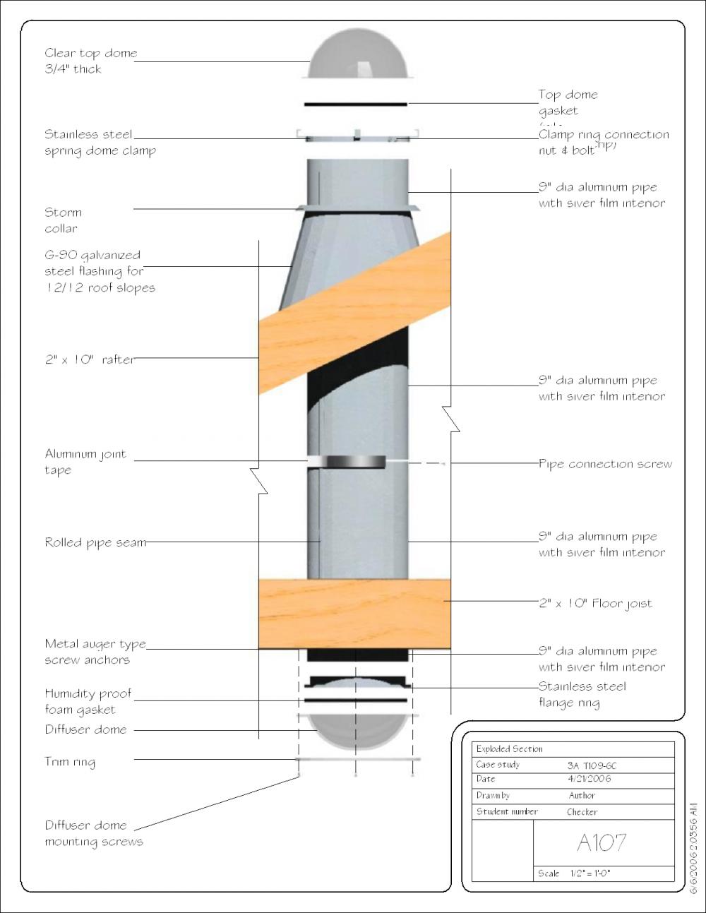 exploded solar tube section
