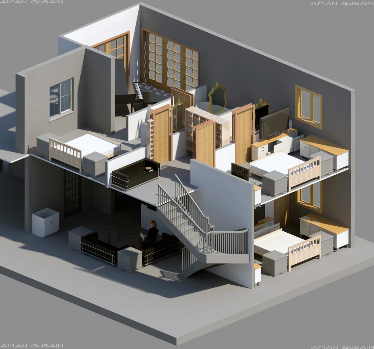 first semi exploded render
