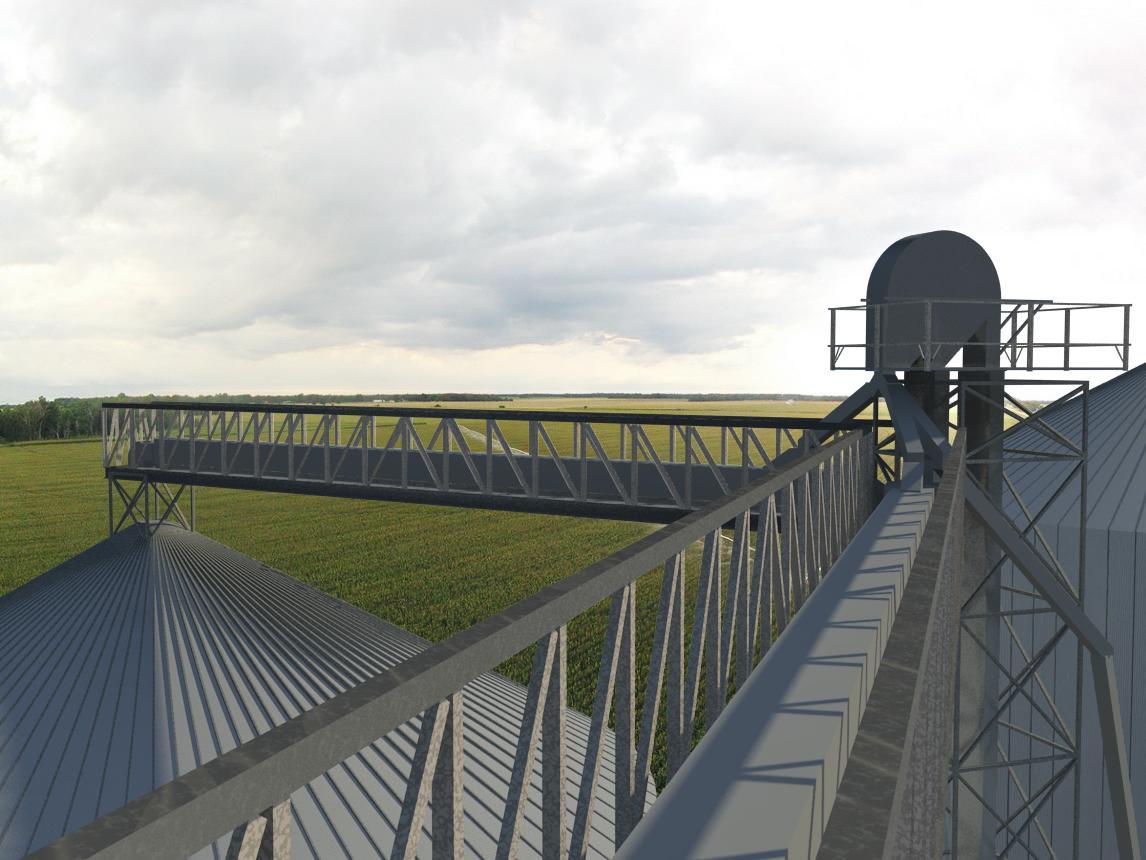View of Bins and Grain Leg from Catwalk