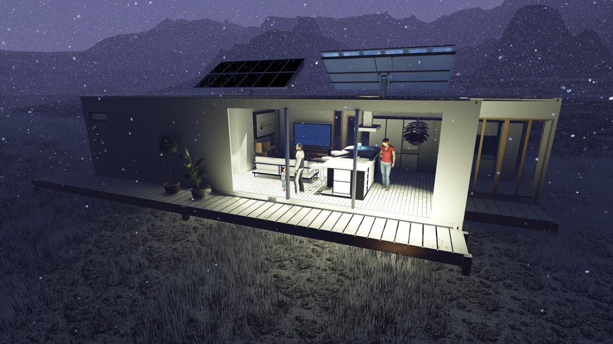 Container Shipping House 40ft snow render revit