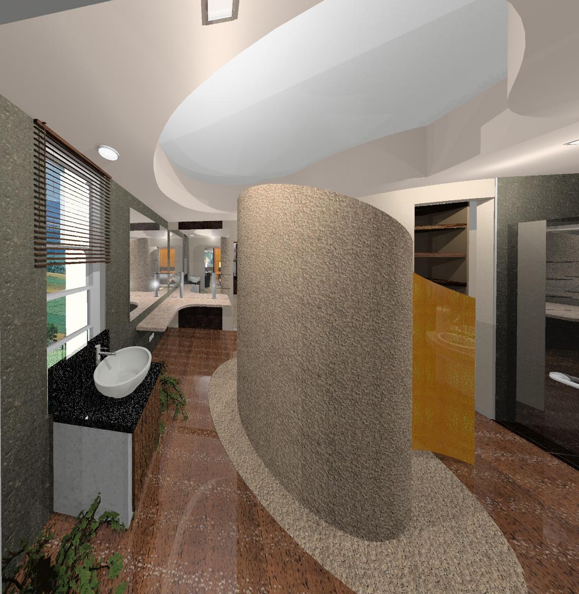 Master Bath Curved Shower Cubicle