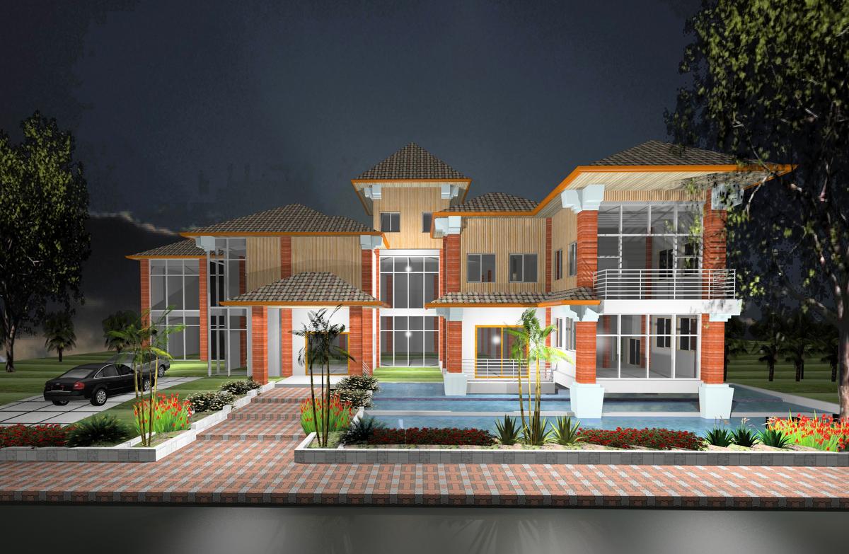 residential villa by night