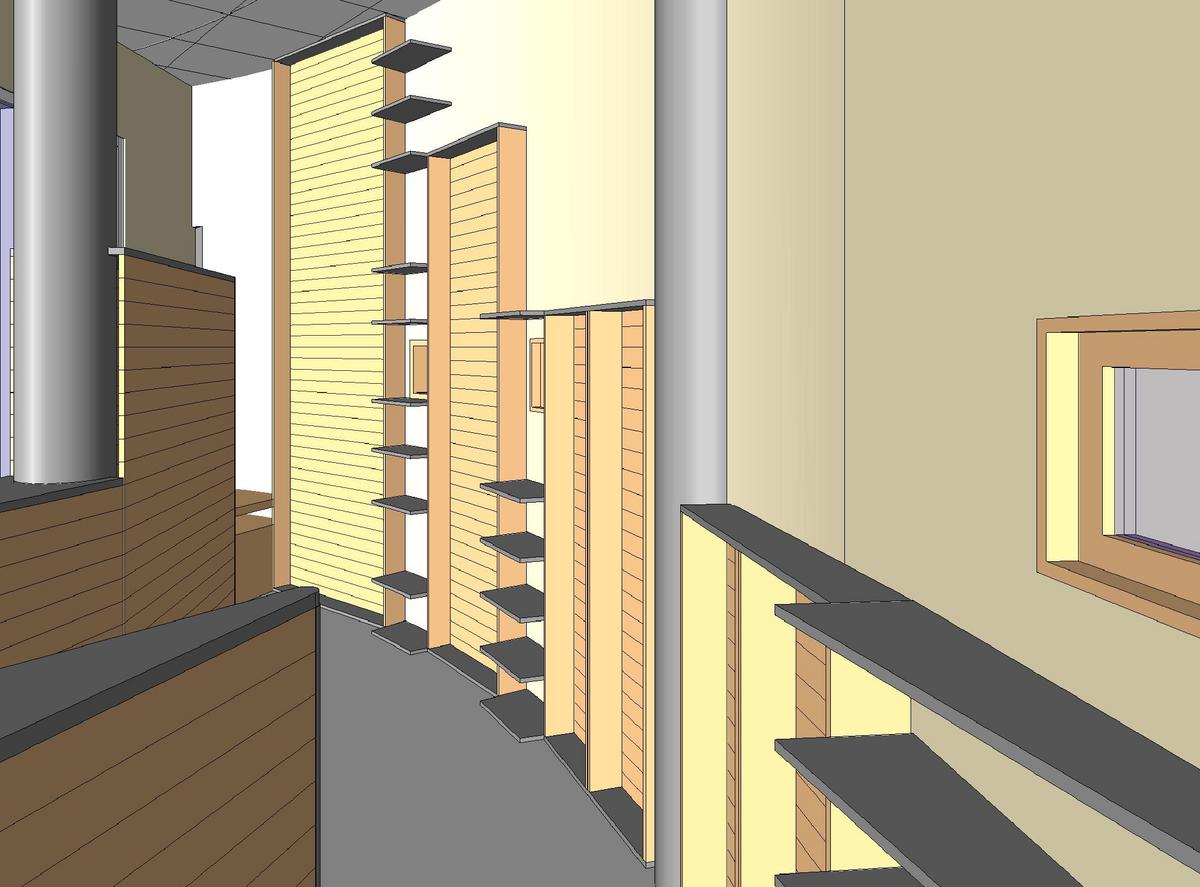 Shelving design on curved Wall