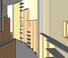 Shelving design on curved Wall