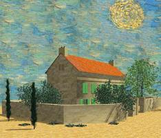 The White House at night inspired by van Gogh