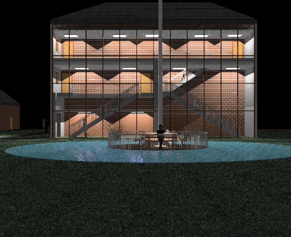 Front of house at night