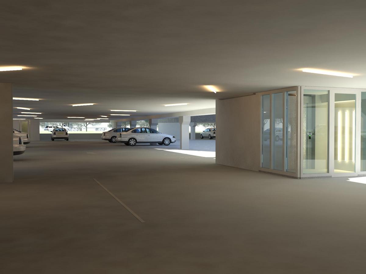 parkinglot below a building