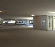 parkinglot below a building