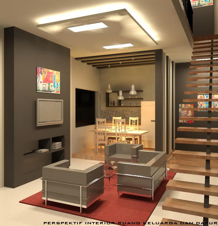 interior ruang keluarga dan dapur | 22405117