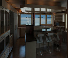 looking into kitchen