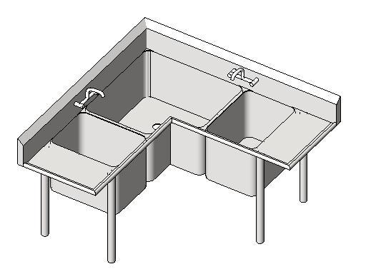 Commercial Sink - 3 Comp Corner