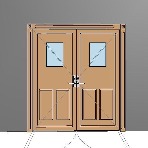 Twin Door - Residential Exterior - w/ Window & Panels