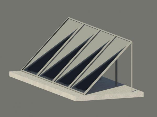 Concrete pad mounted solar panels