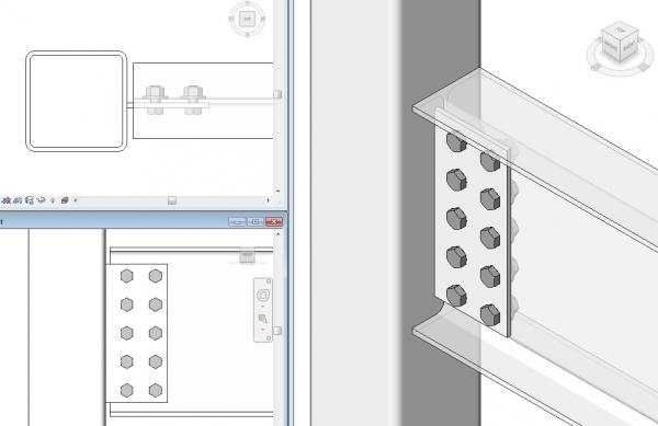 Parametric Structural Shear Tab Connection (2 Vertical Rows)
