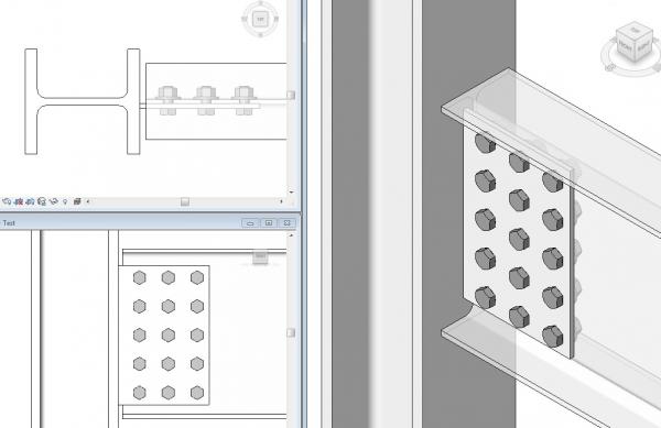 Parametric Structural Shear Tab Connection (3 Vertical Rows)