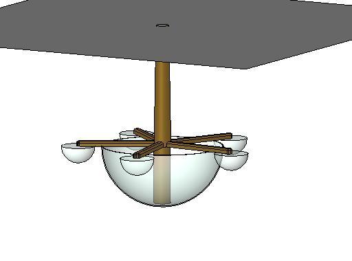 Chandelier Brass 6 Glass Bowl