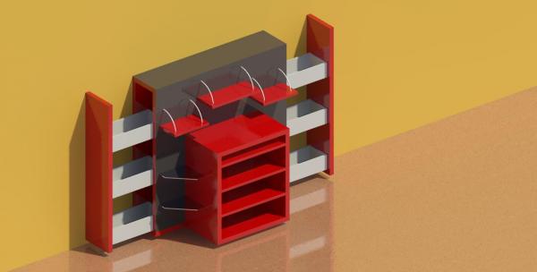 TV stand red-black