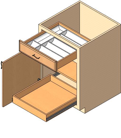 Base Cabinet, 1 door, 1 drawer, 1 drawer accessory kit, 1 tray