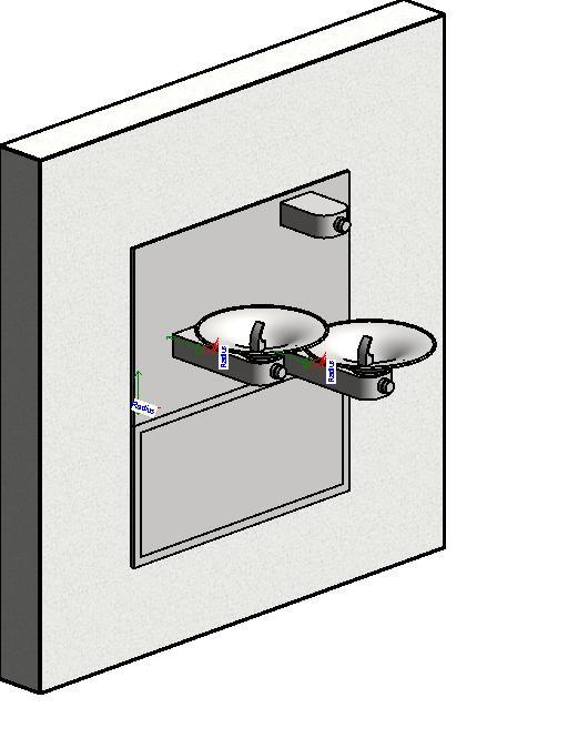 High/Low ADA Bowl Drinking Fountain/Bottle Filler w/ Purifier in Wall Box Below