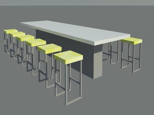Island bench and stools