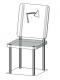 Chair in glass with logo of lamp