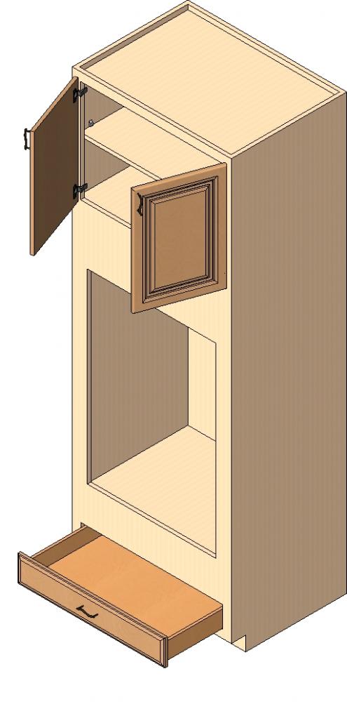 Double Oven Base Cabinet, 90" high, 2 butt doors, 2 shelves, 1 drawer