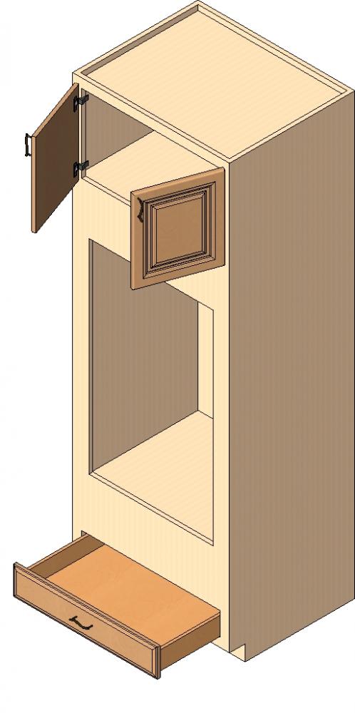 Double Oven Base Cabinet, 84" high, 2 butt doors, 1 drawer