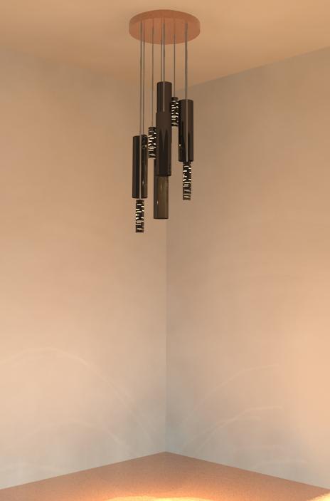 Techlighting 11 Port Free Jack Canopy with 5 Piper pendants and 6 Revel Pendants