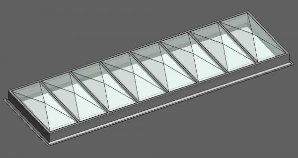 Multiple Pyramid Skylights in a Common Frame 1x any amount of units (Updated)
