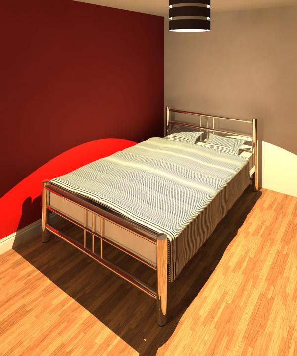 Double Bed - Rendered as a chrome effect but can change to your needs.