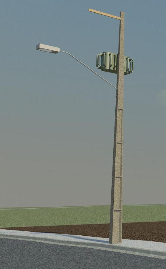 Poste com transformador e iluminação