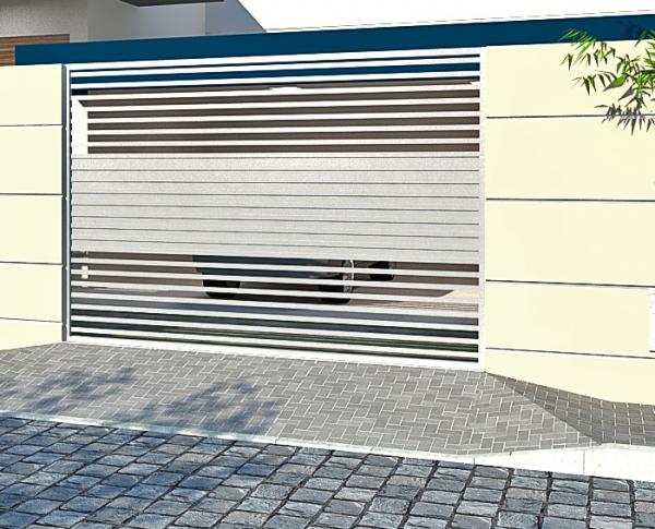 PORTÃO BASCULANTE PARA GARAGEM EM ALUMINIO