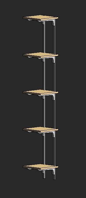 Wall mounted wooden shelves 1' width