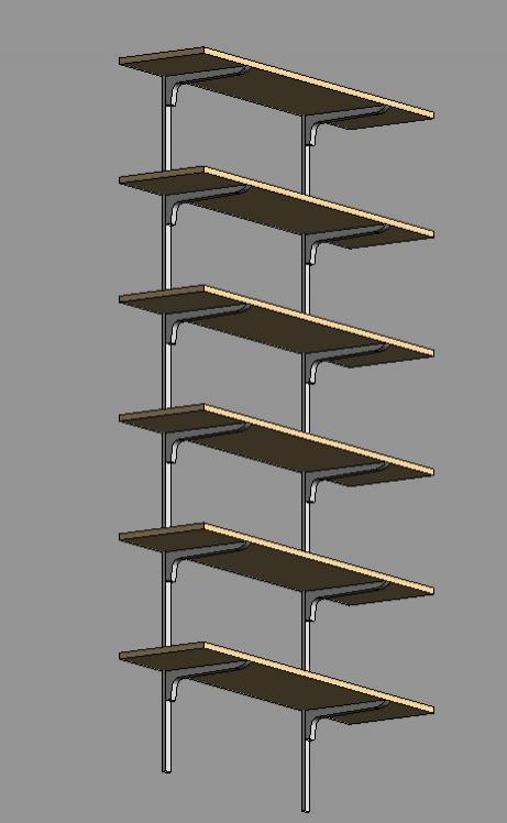 Wall mounted wooden shelves 3' width