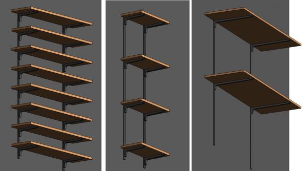 Parametric wall mounted shelves