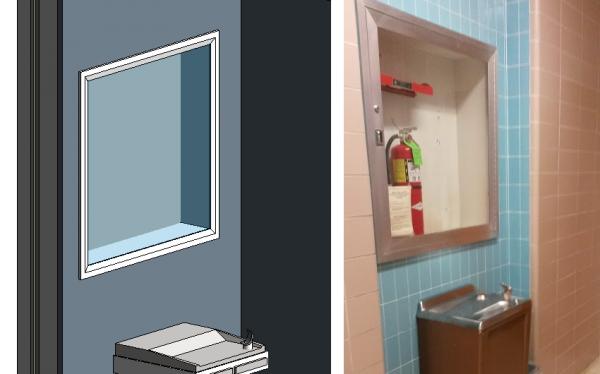 Wall recessed Glass fire case / box