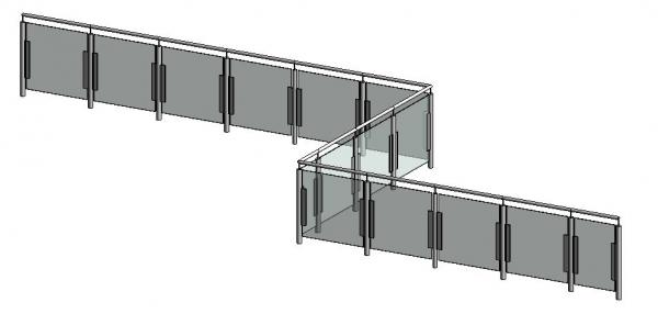 Glass panel railing (as curtain wall)